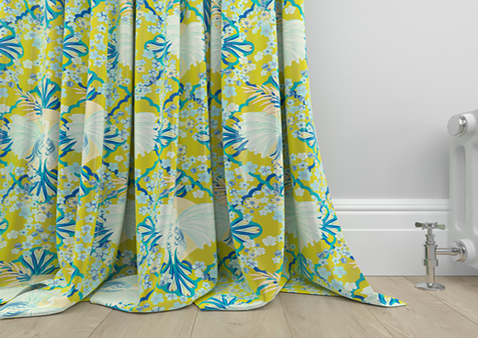 Faded Glamour, China Blue Chartreuse - Made To Measure Curtains - Image 6